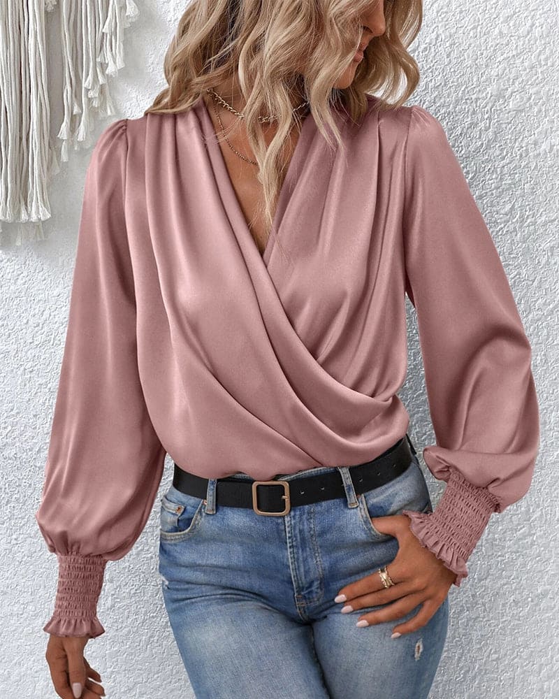 Women's Long-Sleeve Wrap Blouse product photo