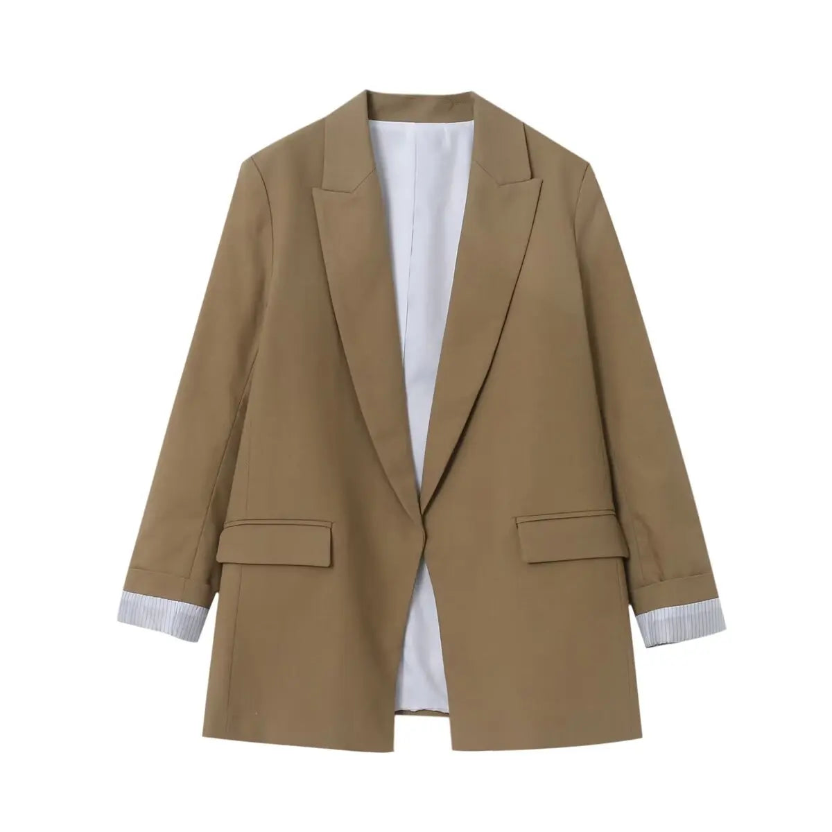 Women's Oversized Linen Blazer in Camel