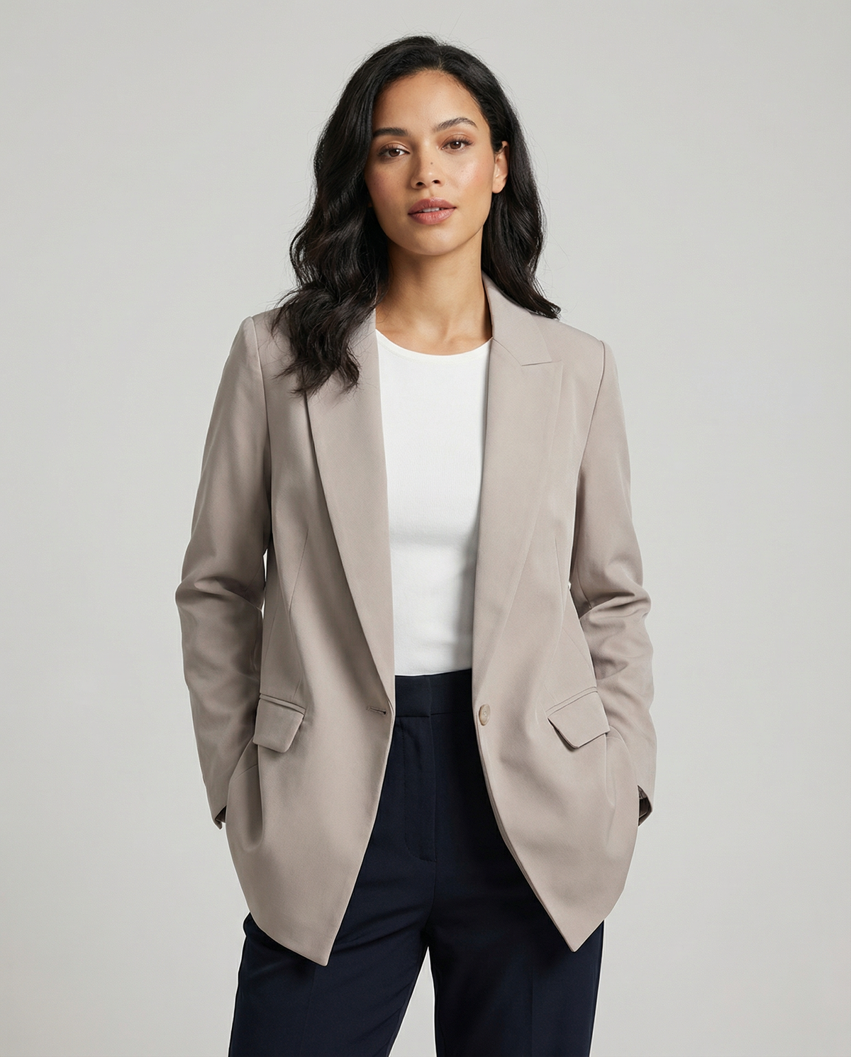 Women's Oversized Linen Blazer product photo