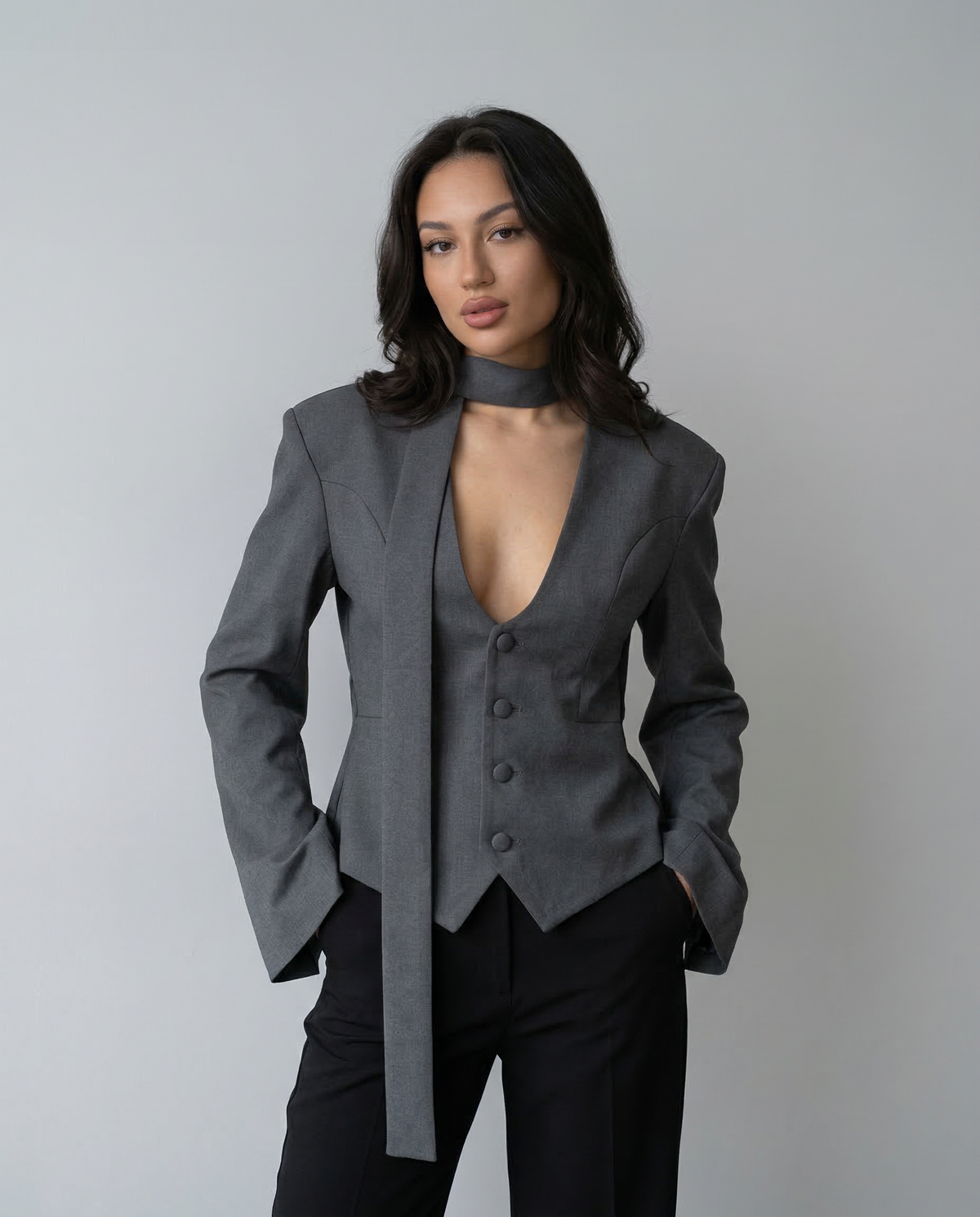 Women's V-Neck Slim-Fit Blazer product photo