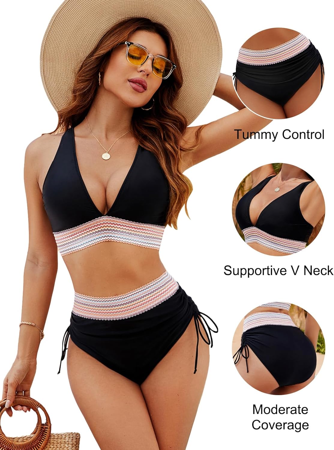 Women's High-Waist Bikini Set with Full Coverage