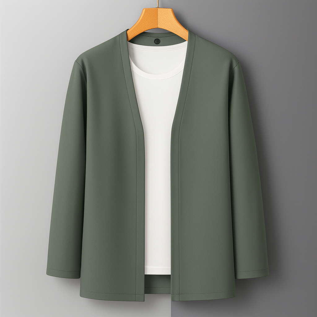 Men's Lightweight Open-Front Cardigan with Long Sleeves, product view