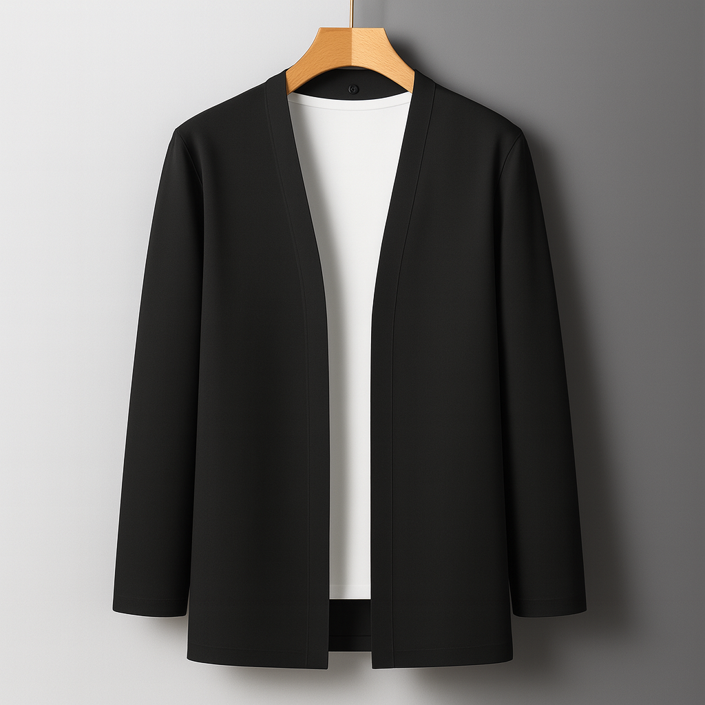 Men's Lightweight Open-Front Cardigan with Long Sleeves, product view