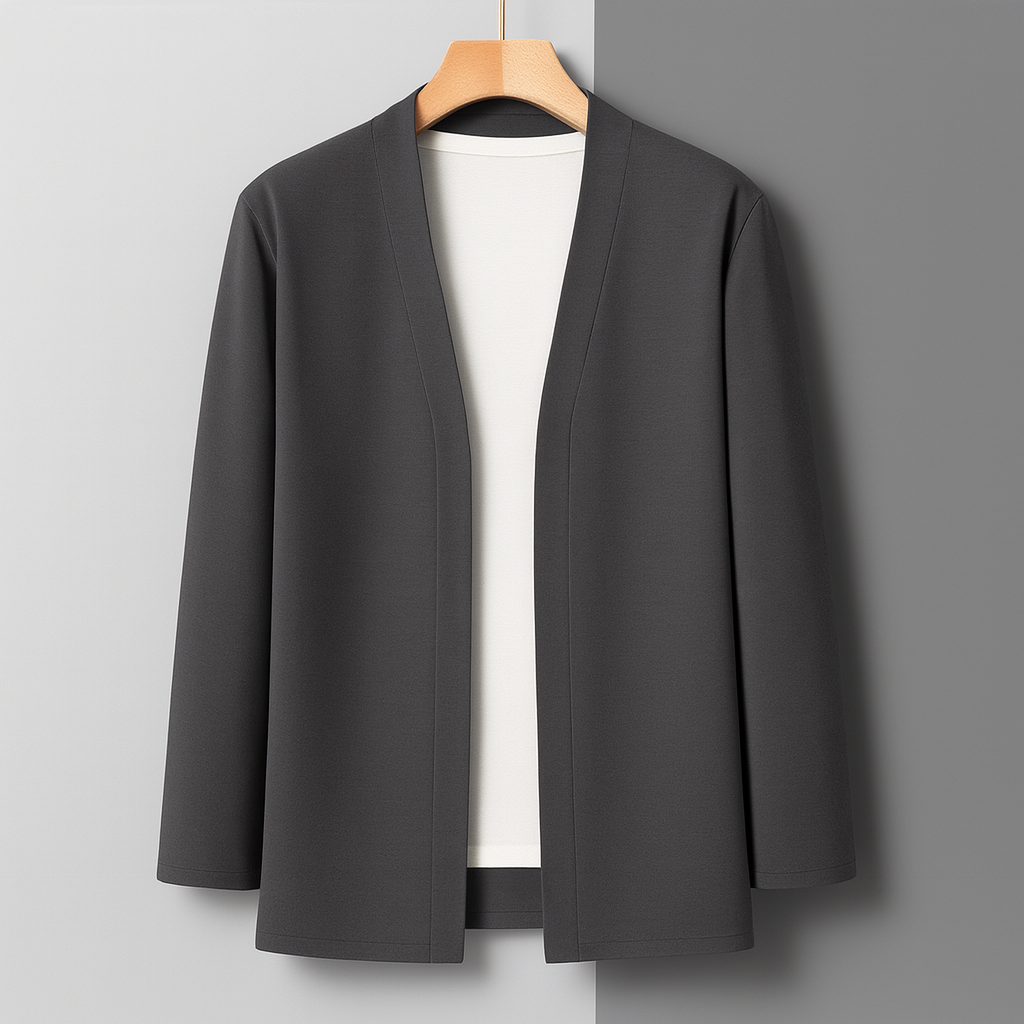 Men's Lightweight Open-Front Cardigan with Long Sleeves, product view