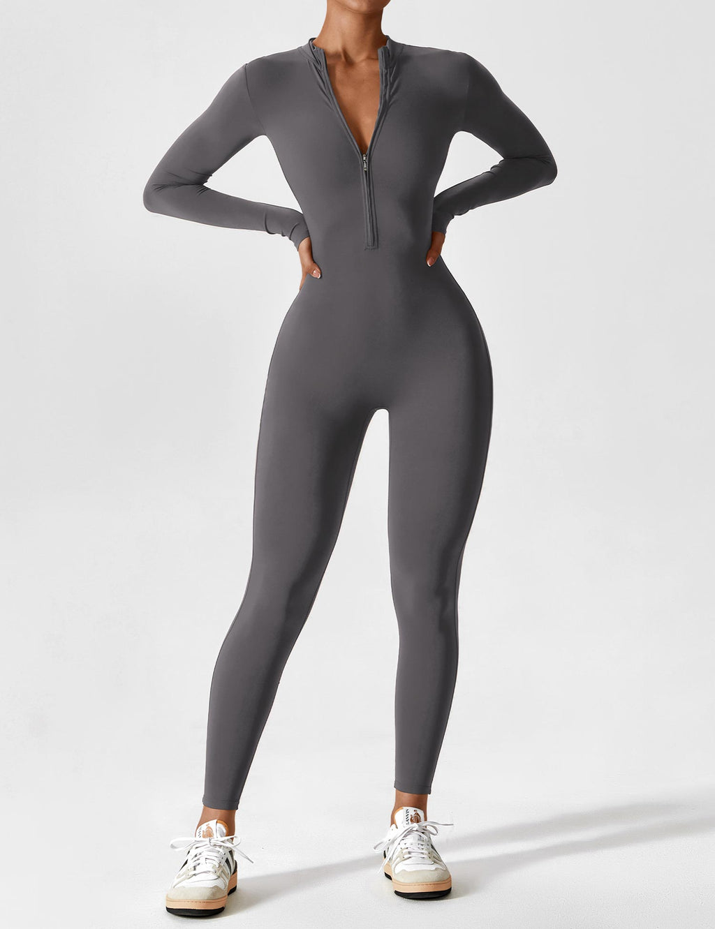 Women's Figure-Hugging Zip Athletic Jumpsuit