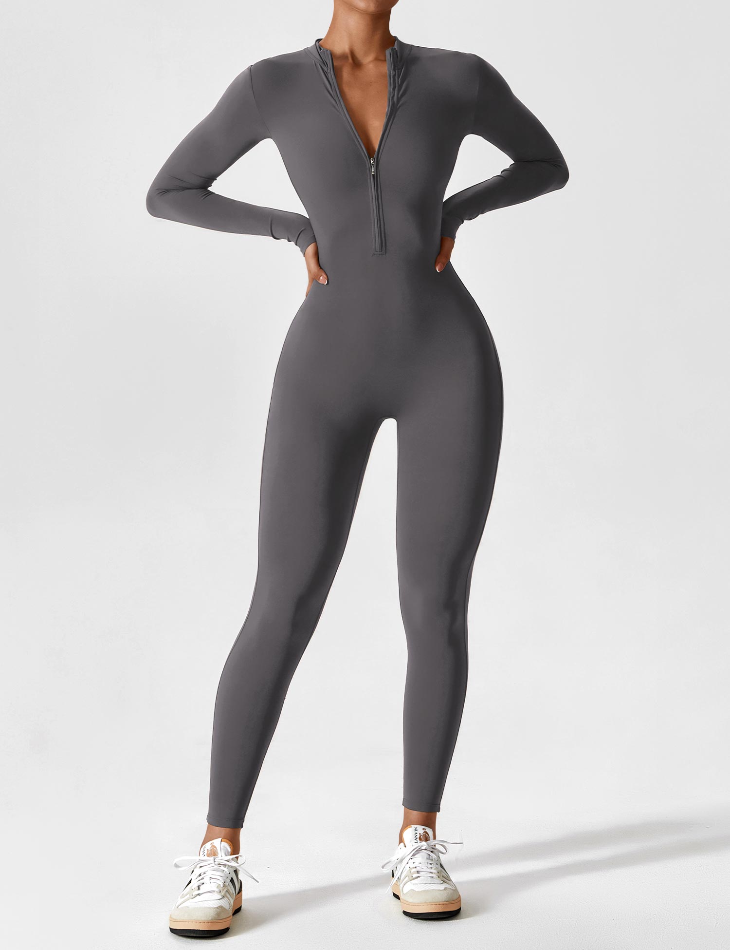 Women's Figure-Hugging Zip Athletic Jumpsuit