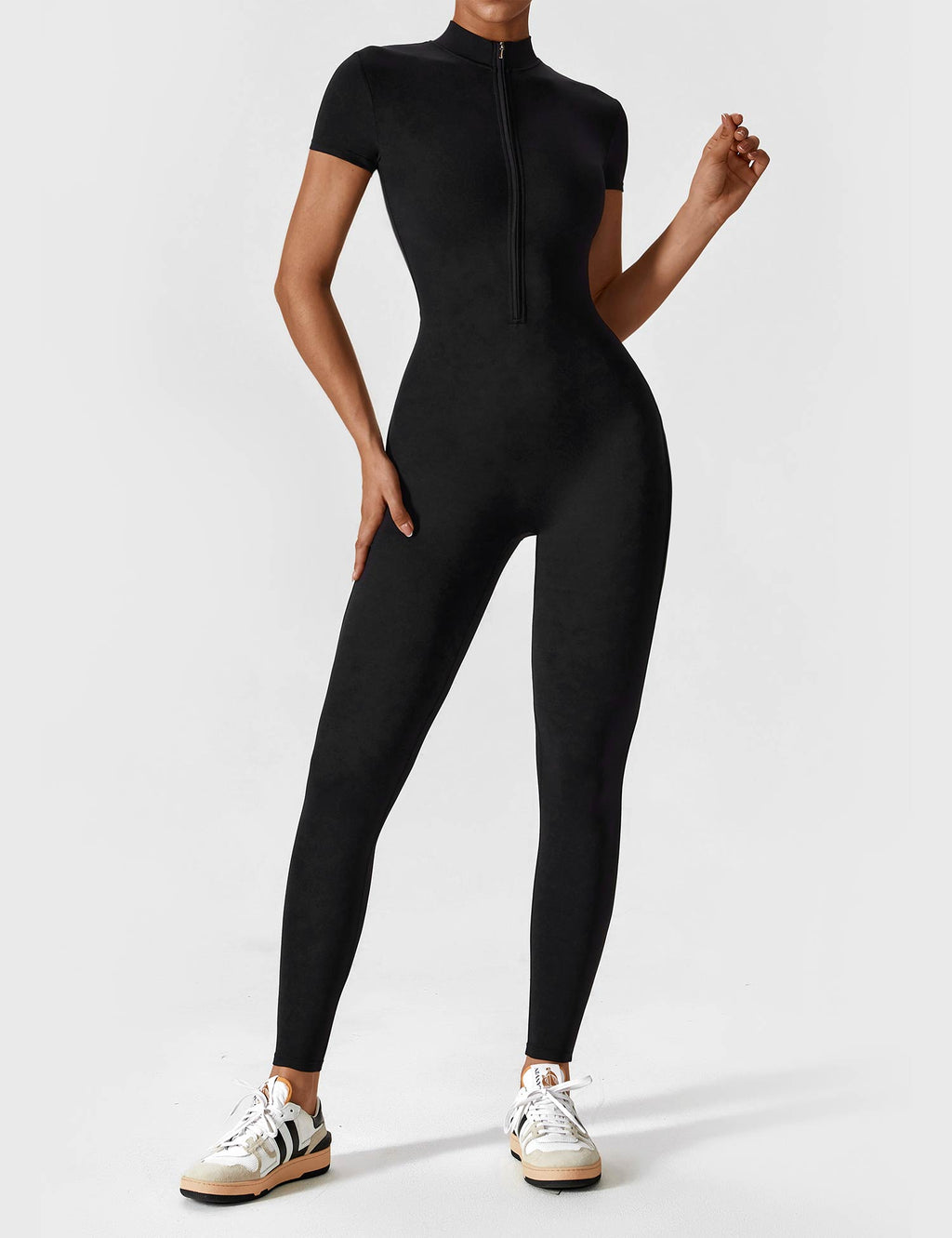 Women's Figure-Hugging Zip Athletic Jumpsuit