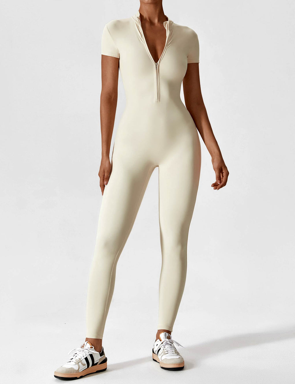 Women's Figure-Hugging Zip Athletic Jumpsuit