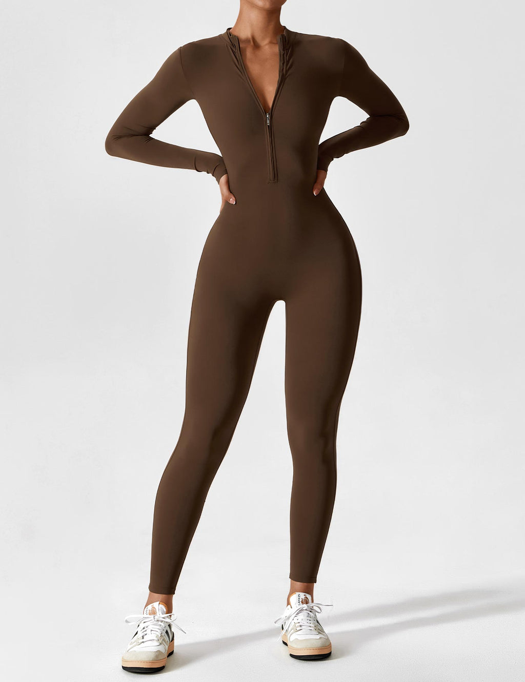 Women's Figure-Hugging Zip Athletic Jumpsuit