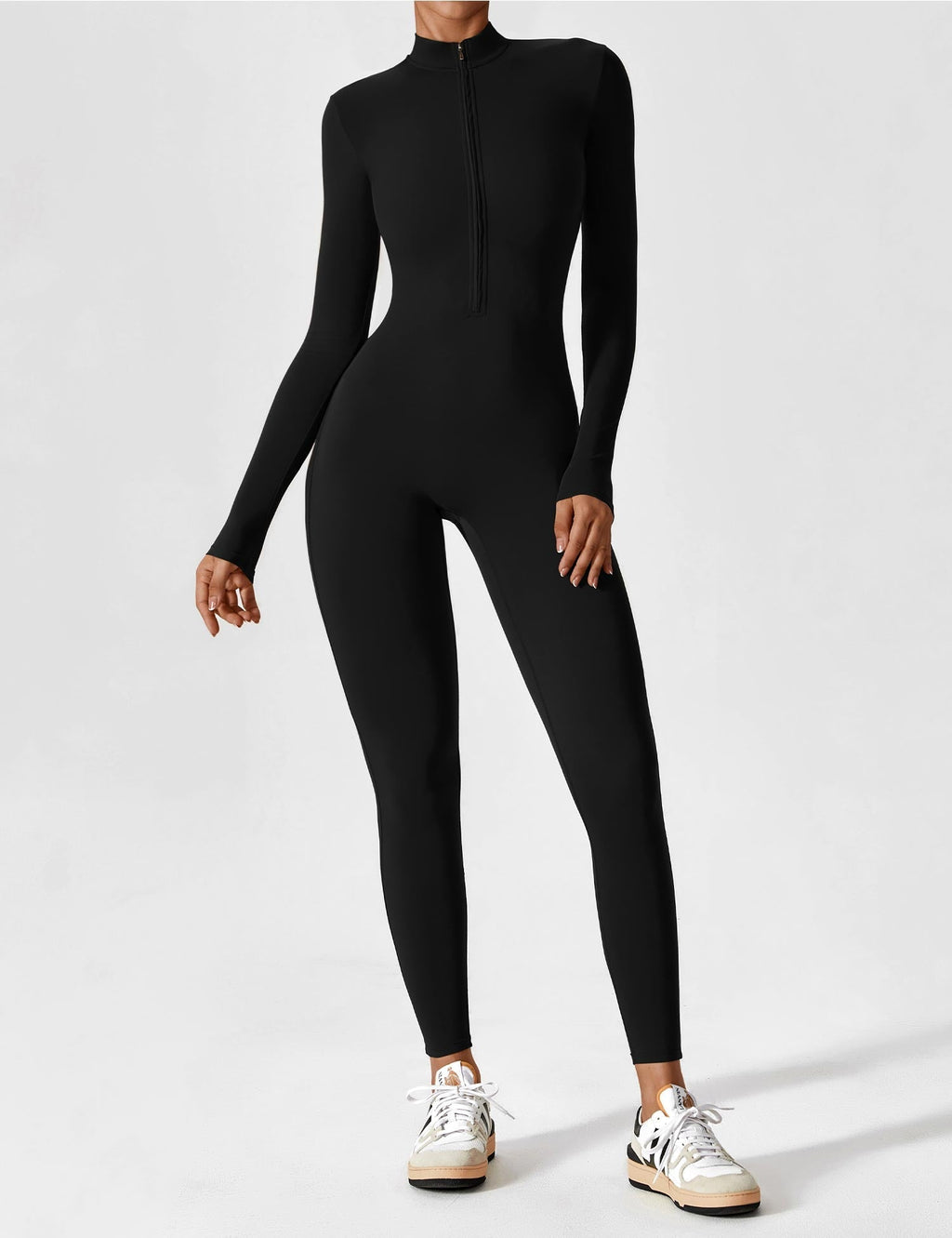 Women's Figure-Hugging Zip Athletic Jumpsuit