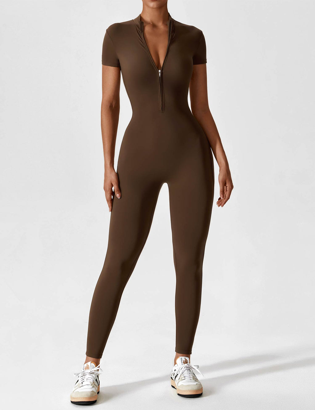 Women's Figure-Hugging Zip Athletic Jumpsuit
