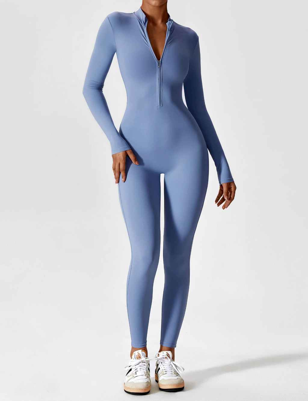Women's Figure-Hugging Zip Athletic Jumpsuit