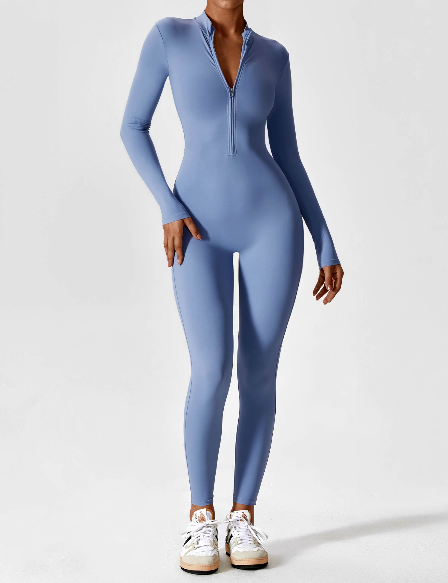 Women's Figure-Hugging Zip Athletic Jumpsuit