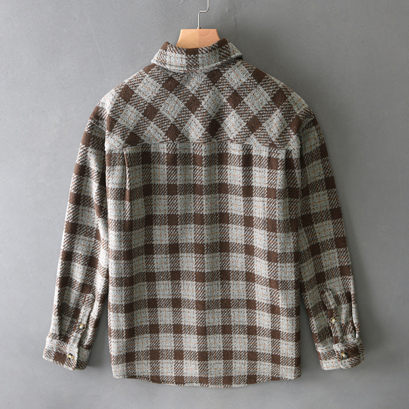 Men's Plaid Wool-Blend Flannel Shirt with Chest Pockets