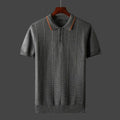 Men's Ribbed Polo Shirt with Contrast Collar, Short Sleeve