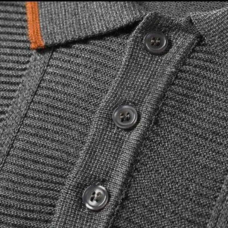 Men's Ribbed Polo Shirt with Contrast Collar, Short Sleeve