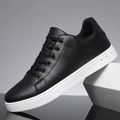 Men's Leather Lace-Up Sneakers with Cushioned Sole