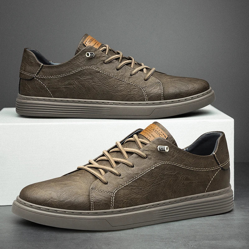 Men's Italian Leather Lace-Up Dress Shoes with Cushioned Sole