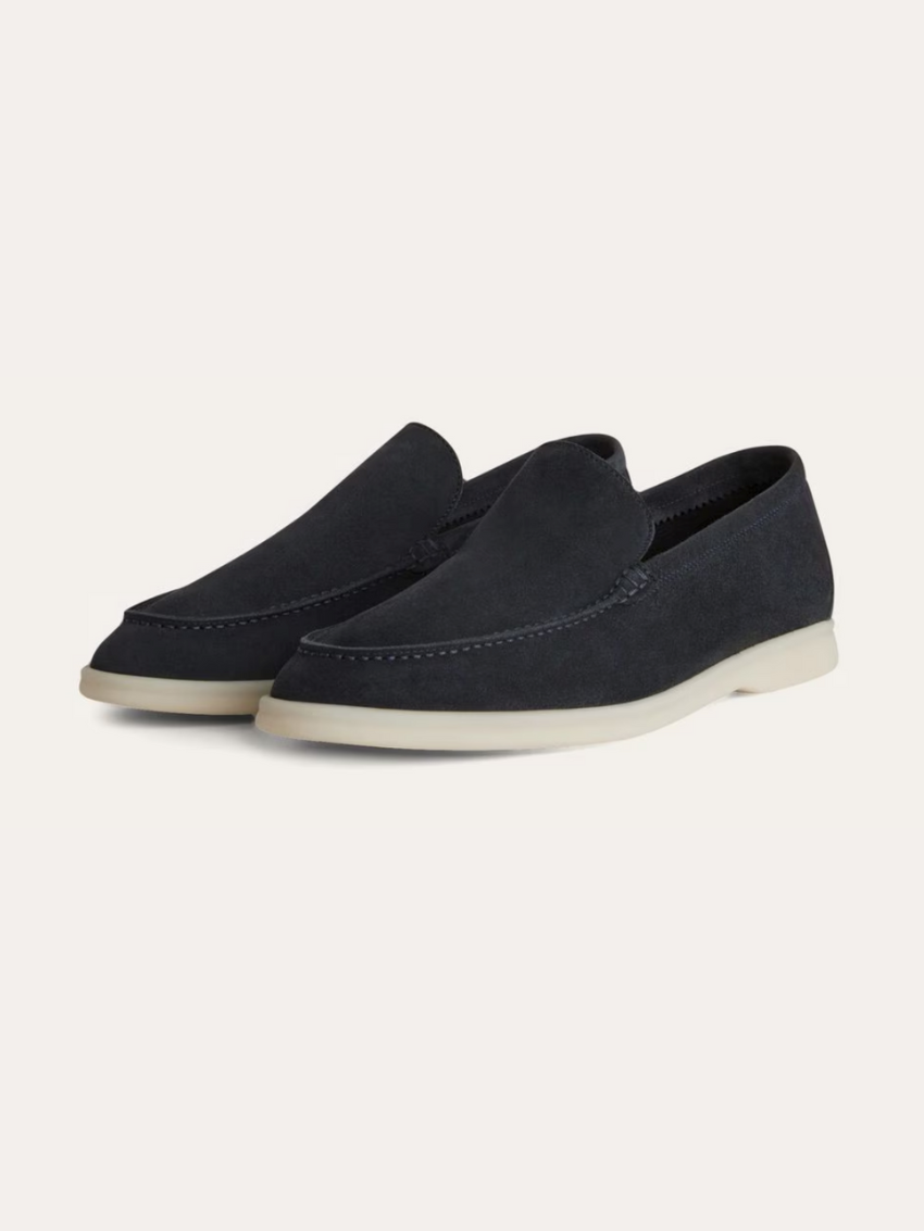 Men's Navy Blue Suede Slip-On Moccasin with Soft Lining
