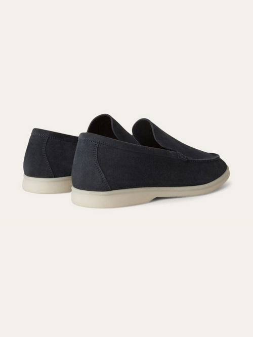 Men's Navy Blue Suede Slip-On Moccasin with Soft Lining