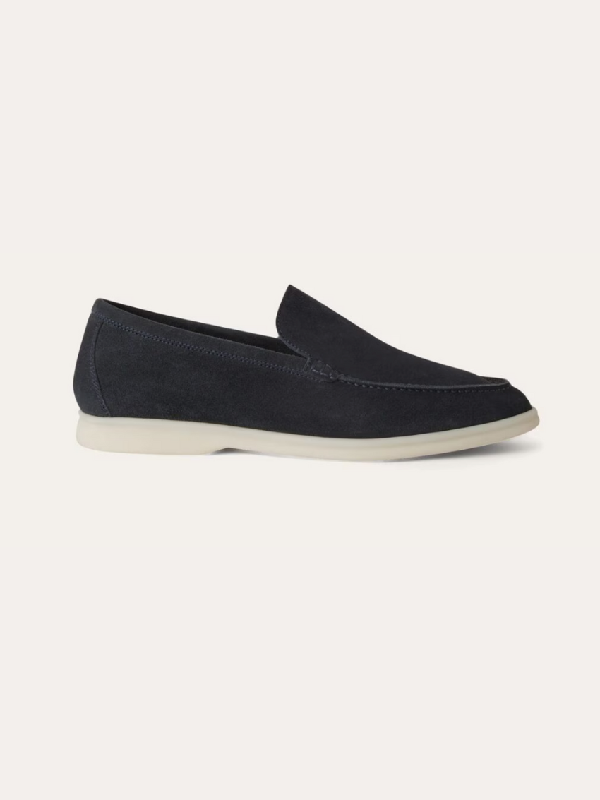 Men's Navy Blue Suede Slip-On Moccasin with Soft Lining
