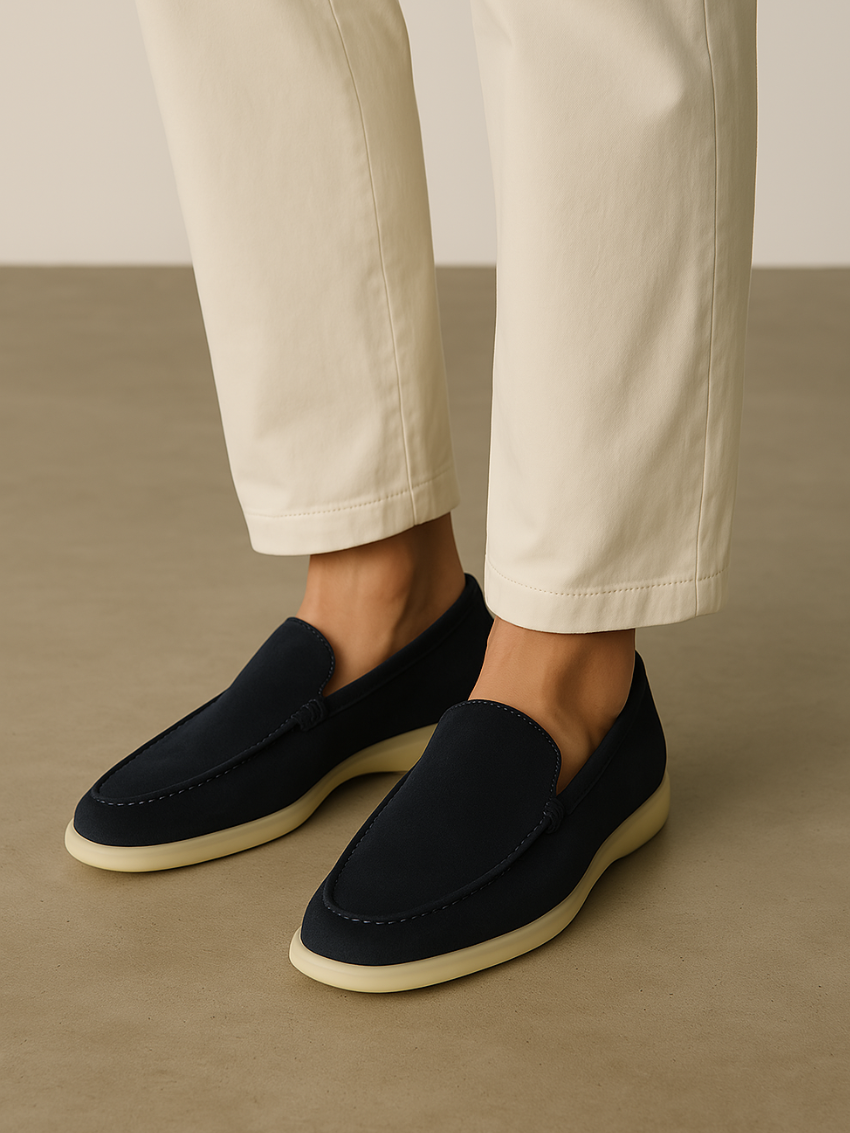 Men's Navy Blue Suede Slip-On Moccasin with Soft Lining