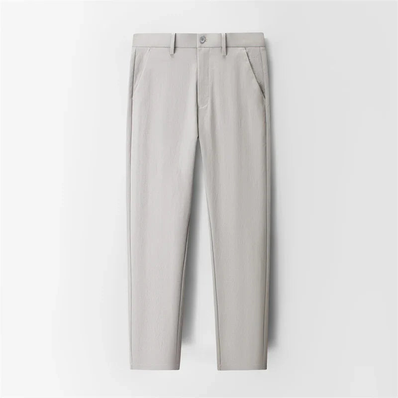 Men's khaki dress pants, flat product view