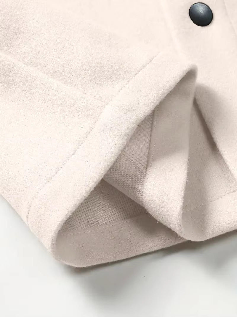 Close-up of brushed texture on white trucker jacket