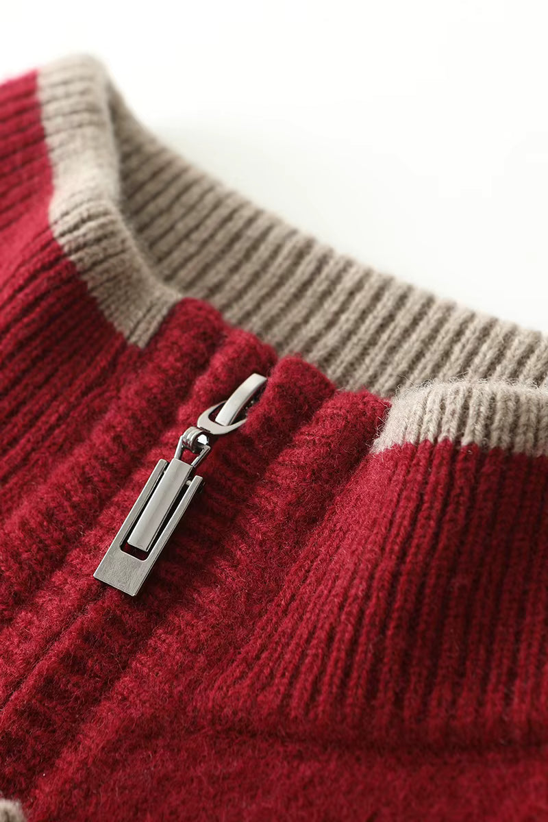Men's Quarter-Zip Sweater with Contrast Trim Mock Neck, product view