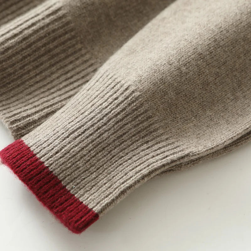 Men's Quarter-Zip Sweater with Contrast Trim Mock Neck, product view