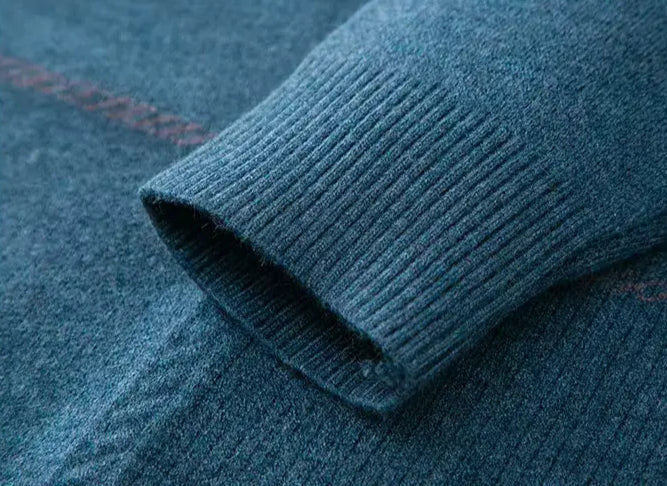 Men's Quarter-Zip Sweater with Ribbed Stand Collar, product view