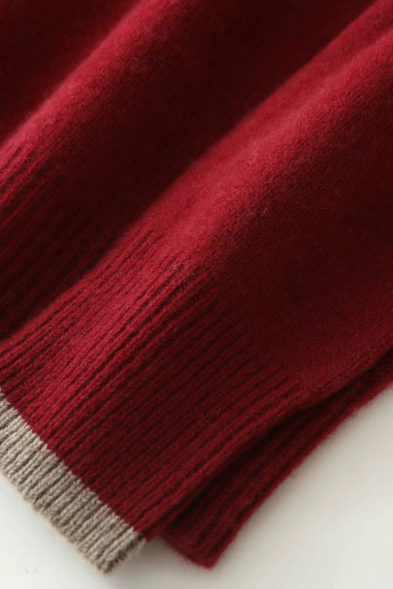 Men's Quarter-Zip Sweater with Contrast Trim Mock Neck, product view