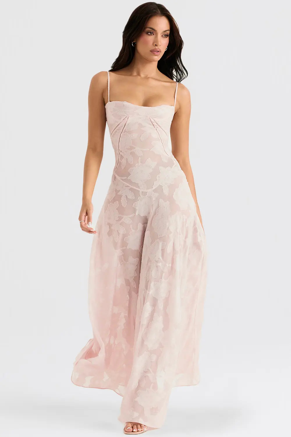 Women's Spaghetti Strap Lace-Up Back Maxi Dress, styled on model