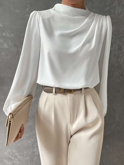 Women's Bishop Sleeve Blouse in White