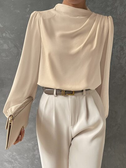 Women's Bishop Sleeve Blouse in Apricot
