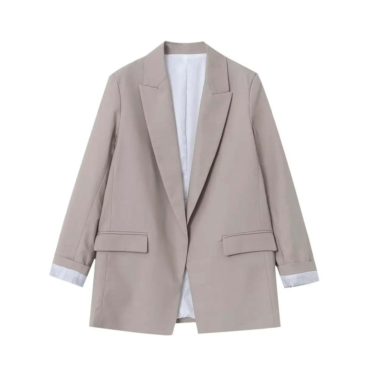 Women's Oversized Linen Blazer in Light Grey
