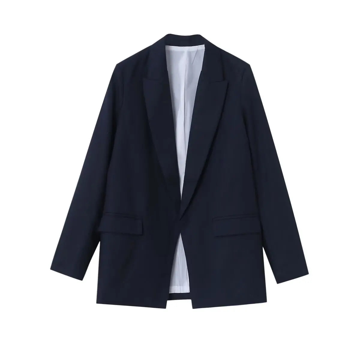 Women's Oversized Linen Blazer in Navy Blue