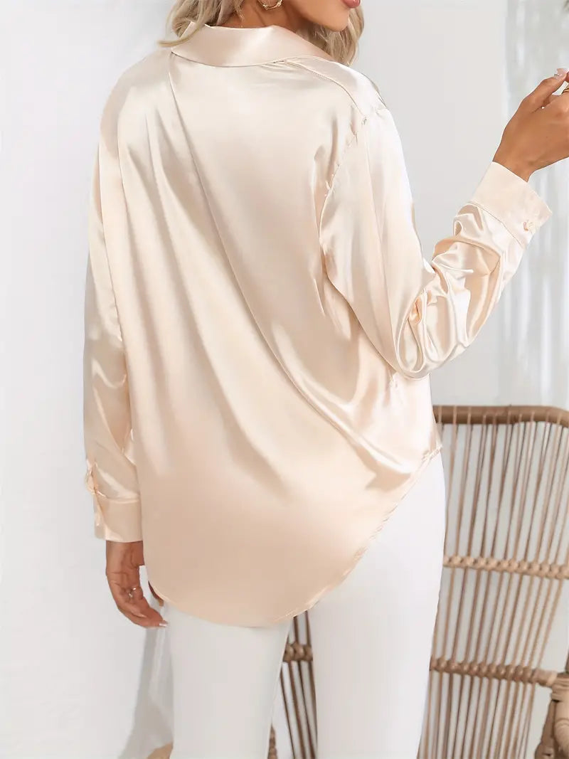 Women's Satin Button-Down Blouse product photo