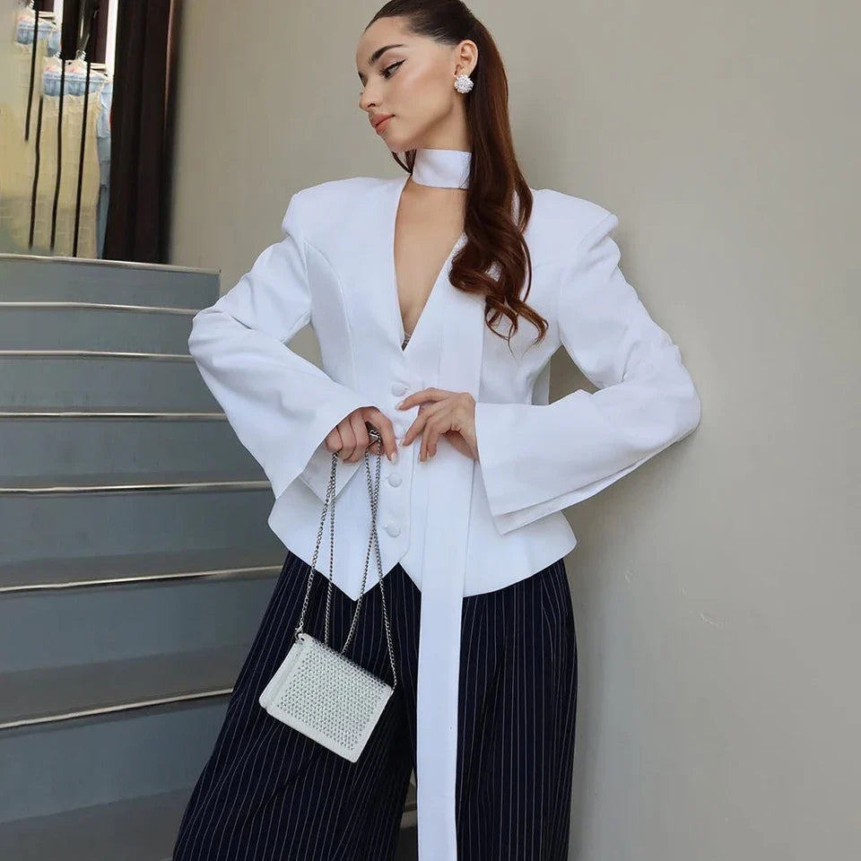 Women's V-Neck Slim-Fit Blazer product photo